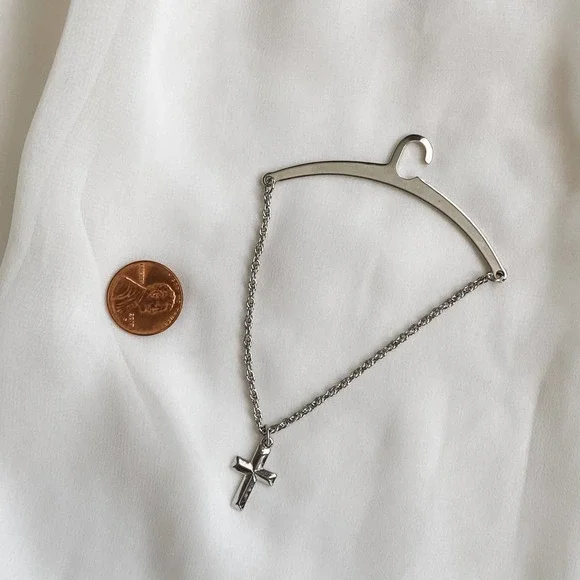 VTG Silver Cross Pendant Tie Chain - Picture 4 of 6